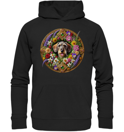 Rauhaardackel Flower 5 by Nina Queer | NQ - Organic Hoodie