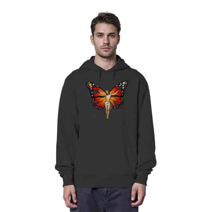 Jesus Butterfly 10 - Organic Hoodie – Bild 2