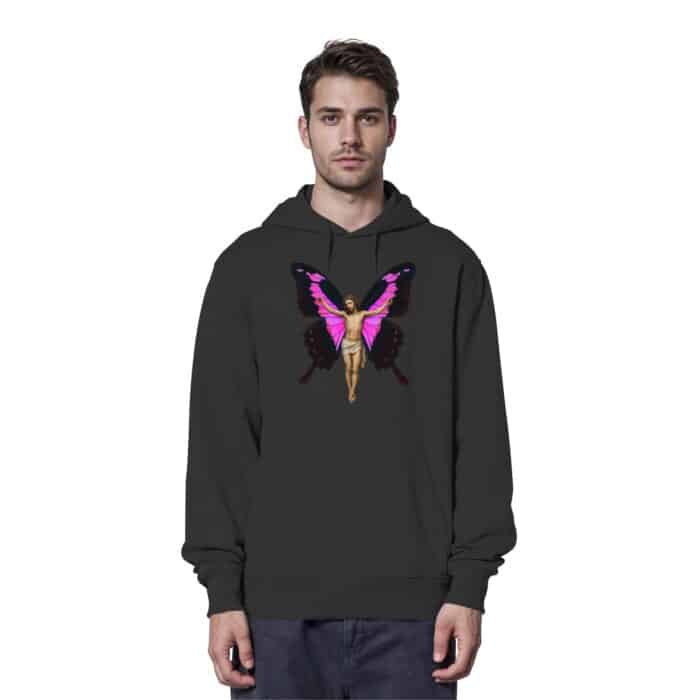 Jesus Butterfly 5 - Organic Hoodie – Bild 2