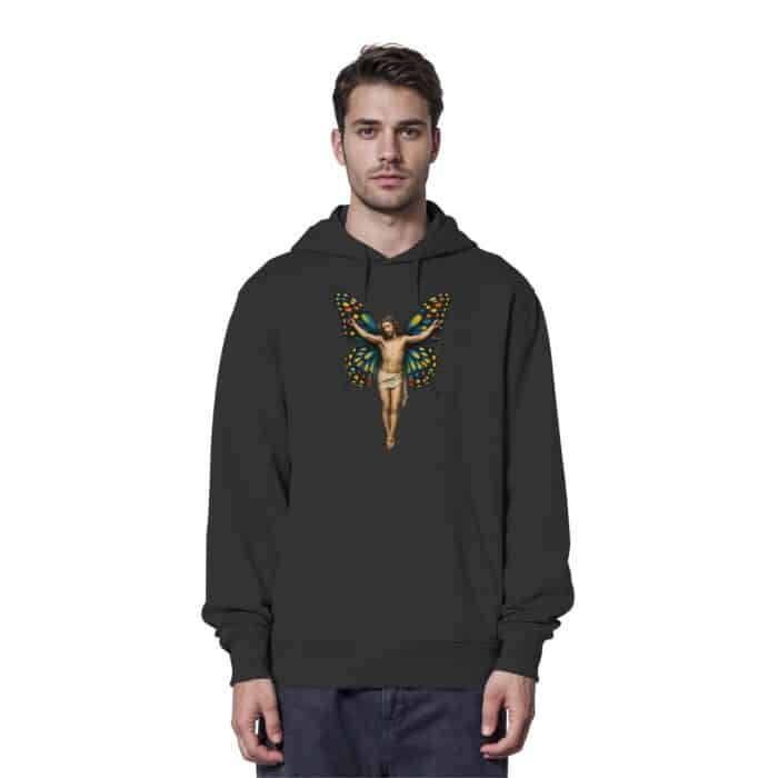 Jesus Butterfly 1 - Organic Hoodie – Bild 2