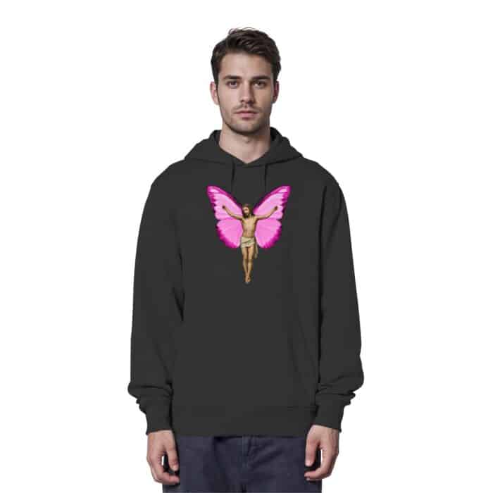 Jesus Butterfly 3 - Organic Hoodie – Bild 2