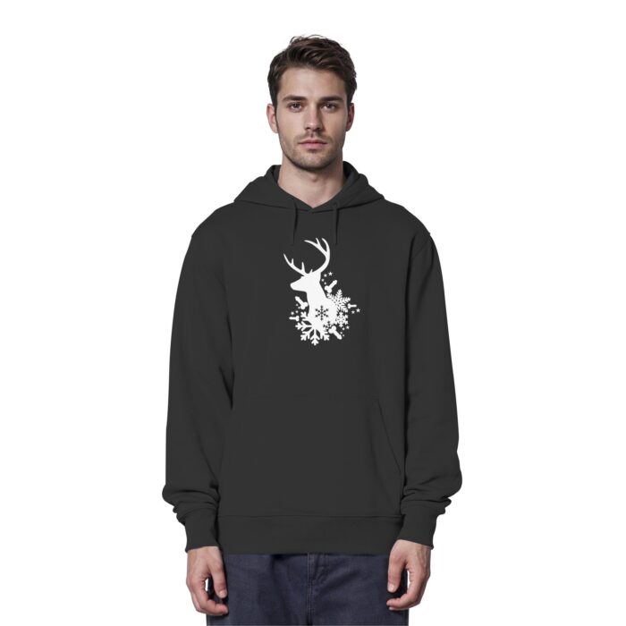 Hirsch Weiß - Organic Hoodie – Bild 2