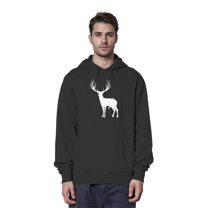 Hirsch Weiß 2 - Organic Hoodie – Bild 2