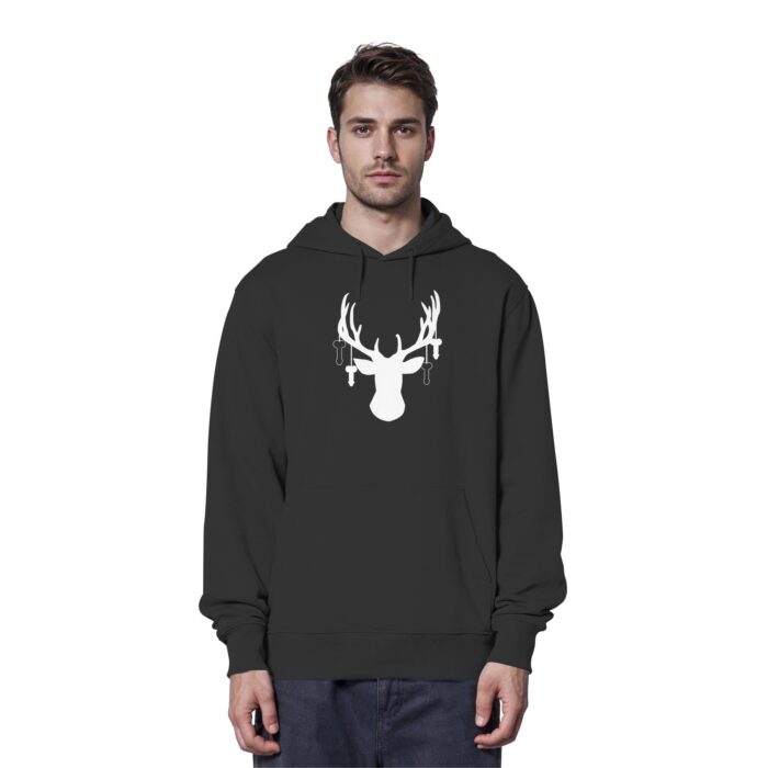 Hirsch Weiß 3 - Organic Hoodie – Bild 2