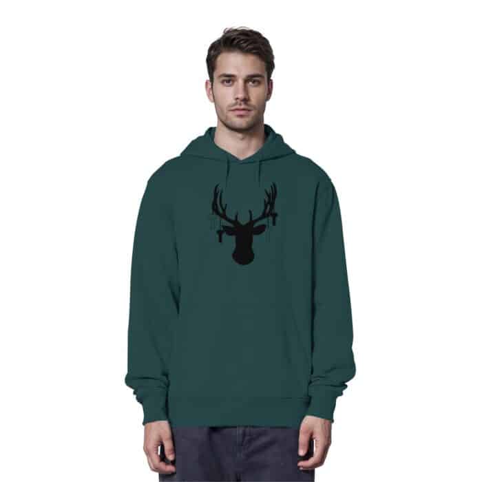 Hirsch Black 3 - Organic Hoodie – Bild 6