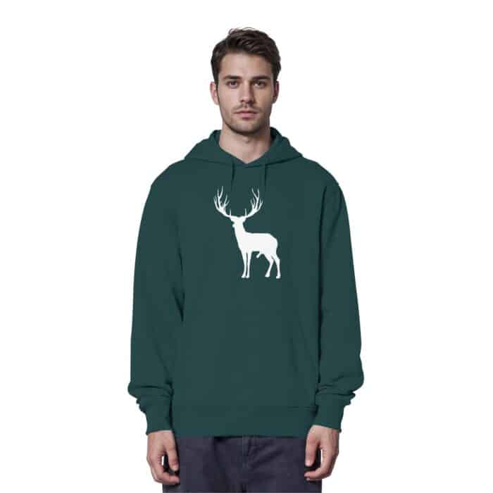 Hirsch Weiß 2 - Organic Hoodie – Bild 10